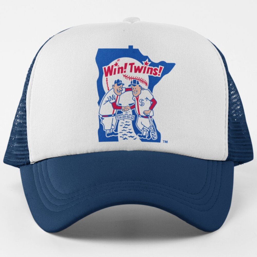 NEW Minnesota Twins Win Retro Foam Trucker Snapback Hat 2TONE NAVY WHITE